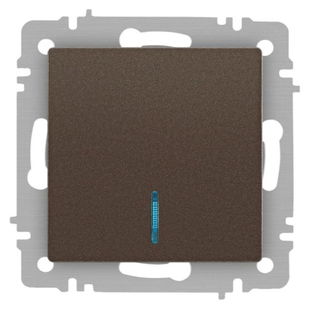Выключатель Accent 6-102-08 с подсветкой 10А-250В IP20 СУ AL/CU бронза  Б0063463