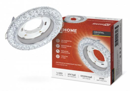 Светильник встраиваемый GX53R-crystal R32L-CC с подсветкой 4К под GX53 прозр./хром  4690612044309