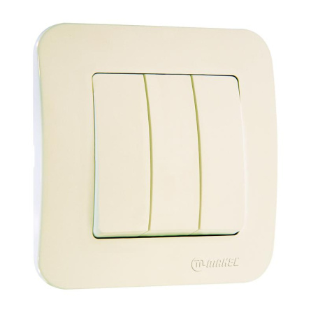 Выключатель 3-кл. СП Lillium N 10А IP20 крем.  55291