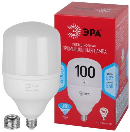Лампа светодиодная высокомощная RED LINE LED POWER T140-100W-4000-E27/E40 R 100Вт Т140 колокол 4000К нейтр. бел. E27/E40 (переходник в компл.) 9800лм  Б0063880