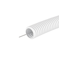 Труба гофрированная ПЛЛ гибкая d40мм с протяжкой безгалоген. (HF) ПВ-0 бел. (уп.20м)  81840