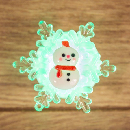 Фигура светодиодная "Снеговик на снежинке" 5.5х5.5см LED RGB 0.1Вт IP20  501-038
