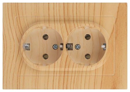 Розетка Accent 6-205-11 2X2P+E Schuko 16А-250В IP20 СУ AL/CU сосна  Б0063504