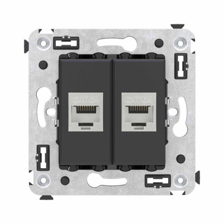 Розетка компьютерная 2-м СП Avanti "Черный матовый" RJ45 кат.6A без шторок экранир. механизм  4412774