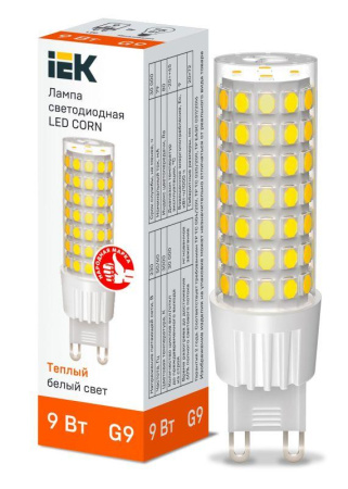 Лампа светодиодная CORN 9Вт капсула 3000К G9 230В керамика  LLE-CORN-9-230-30-G9