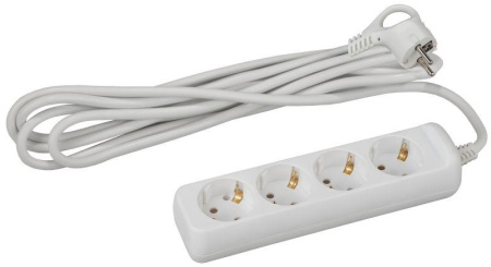 Удлинитель 4х3м с заземл. 10А IP20 UX-4e-3m ПВС 3х0.75  Б0038579