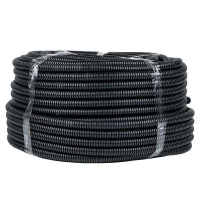 Труба гофрированная ПНД гибкая тяжелая d25мм с протяжкой черн. (уп.75м) PROxima  tpnd-25-t