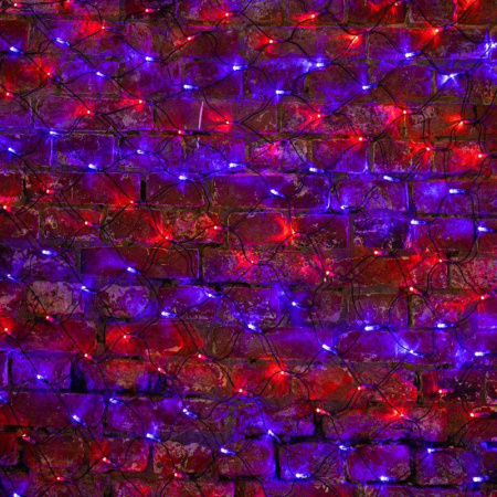 Гирлянда светодиодная "Сеть" 2.5х2.5м 432LED красн./син. 26Вт 220-240В IP65 провод ПВХ черн.  215-033