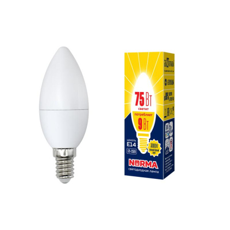 Лампа светодиодная LED-C37-9W/WW/E14/FR/NR Norma 9Вт матовая E14 (упак. картон)  UL-00003804