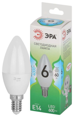 Лампа светодиодная GREEN LINE B35-6W-840-E14 GL E14 6Вт свеча яркий свет бел.  Б0067109