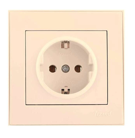 Розетка 1-м СП Rain с заземл. керамика крем.  703-0303-122