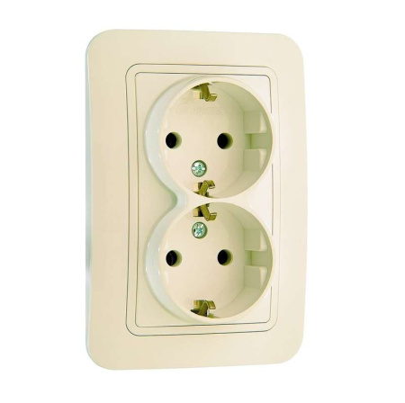 Розетка 2-м СП Lillium 16А IP20 с заземл. крем./крем.  70282