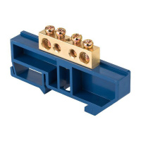 Шина нулевая N 8х12 4 отверстия синий изолятор на DIN-рейку латунь PROxima  sn0-125-4-d