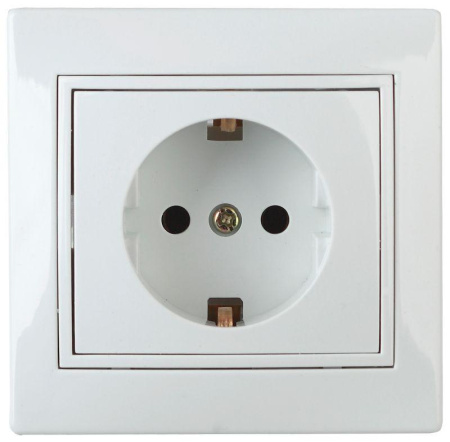 Розетка 1-м СП Plano 1-202-01 16А IP20 250В 2P+E Schuko бел.  Б0053874