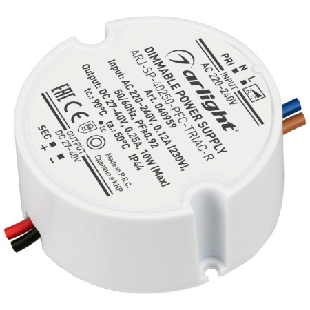 Блок питания ARJ-SP-40250-PFC-TRIAC-R (10Вт 27-40В 250мА) (IP44 пластик)  040959