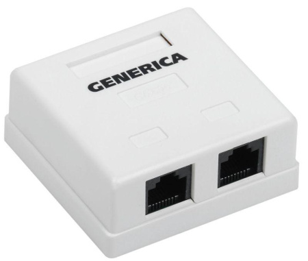Розетка компьютерная 2-м ОП RJ45 кат.5E UTP  CS2-1C5EU-22-G