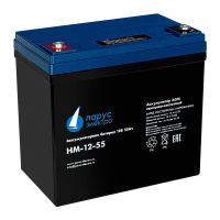 Батарея аккумуляторная HM-12-55 свинцово-кислотная 12В/55А.ч ПарусЭлектро HM-12-55