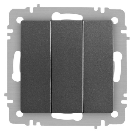 Выключатель Accent 6-106-07 тройной 10А-250В IP20 СУ AL/CU графит  Б0063544