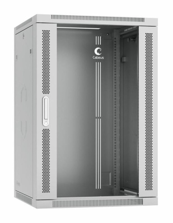 Шкаф телекоммуникационный настенный SH-05F-18U60/60-R 19дюйм 18U 600х600х901мм разобран. дверь стекло RAL 7035 сер.  10740c