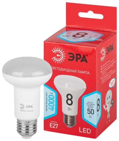 Лампа светодиодная RED LINE LED R63-8W-840-E27 R 8Вт R63 рефлектор 4000К нейтр. бел. E27  Б0052379