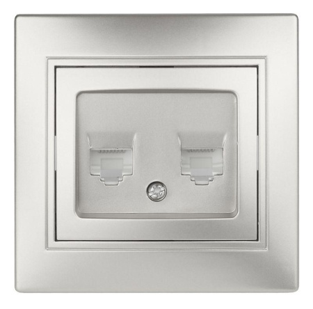 Розетка компьютерная 2-м СП Plano RJ45 алюм. 1-304-03  Б0043243