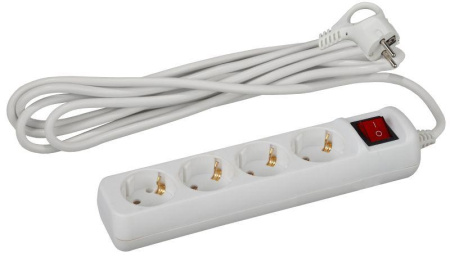 Удлинитель 4х5м с заземл. 16А IP20 U-4es-5m-3х1 ПВС 3х1 с выкл.  Б0028380
