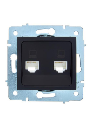 Розетка компьютерная 2-м СП ASTI IP20 RJ45 механизм черн. бархат  7081-4288-141