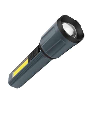 Фонарь аккумуляторный ручной 3Вт LED+5Вт COB LED zoom-линза Li-ion 18650 1200мА.ч корпус ABS-пластик индикатор уровня заряда USB-шнур в комплекте  KOC124Lit