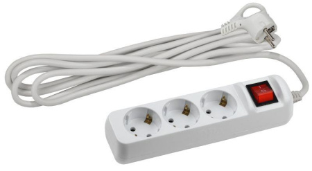 Удлинитель 3х5м с заземл. 10А IP20 UX-3es-5m ПВС 3х0.75 с выкл.  Б0035755