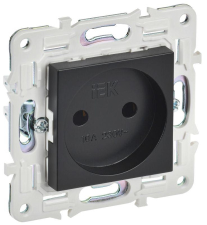 Розетка SKANDY 10А без заземл. без защ. шторок SK-R02Bl черн.  SK-R10-10-K02