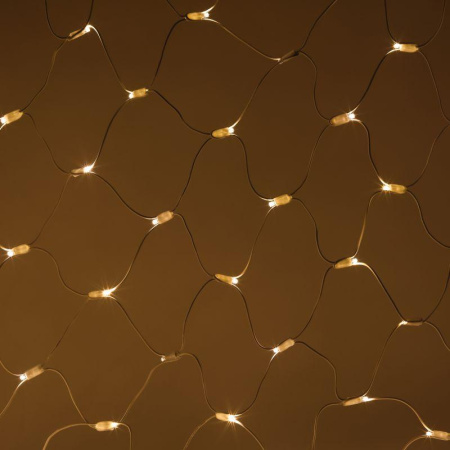 Гирлянда светодиодная "Сеть" 1.5х2м 150LED тепл. бел. IP65 220В бел. мерцание провод бел. каучук (без шнура питания)  Б0051894