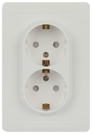 Розетка 2-м СП Style 7-208-01 16А 250В IP20 2х2P+E Schuko с заземл. защ. шторки бел.  Б0060625
