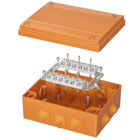 Коробка пластиковая FS с кабельными вводами и клеммниками IP55 240х190х90мм 12р 450V 32A 10кв.мм  FSK411210