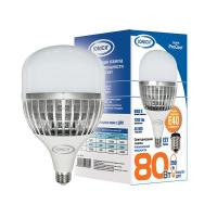 Лампа светодиодная ILЕD-SMD3535-Т135"ProСвет"-80-7200-220-6.5-Е27/E40 80Вт 6500К холод.бел. E27/E40 7200лм 220В с переходником высокой мощности "ProСвет"  1818