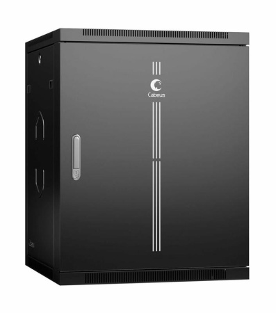 Шкаф телекоммуникационный настенный SH-05F-15U60/45m-R-BK 19дюйм 15U 600х450х769мм разобран. дверь метал. RAL 9004 черн.  10772c
