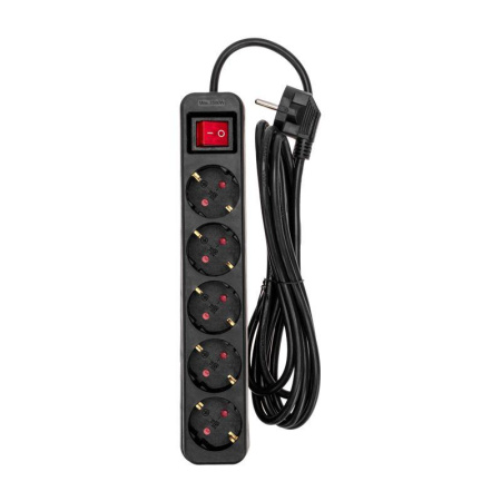 Удлинитель 5х3м с заземл. STANDARD 3х1кв.мм с выкл. черн.  13-4038