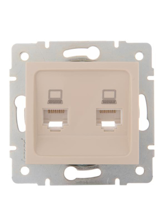Розетка компьютерная 2-м СП Karina RJ45 механизм крем.  707-0388-141