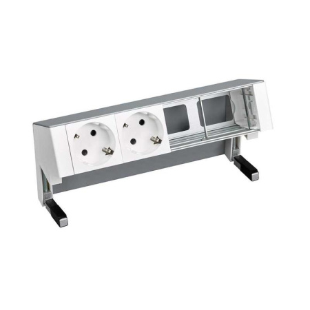 Блок розеточный настольный 2х2P+E 2 пустых мод. алюм.  400 42402000-133