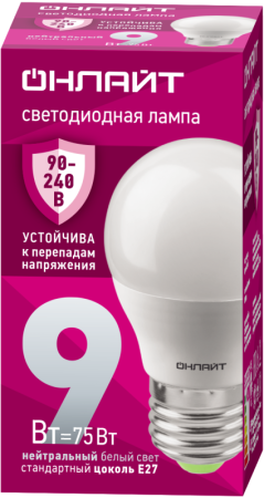 Лампа светодиодная 90 423 OLL-G45-9-230-4K-E27-FR (PRO 90-240В)  90423