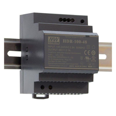 Источник питания на DIN-рейку 24В 6.25А 150Вт Meanwell 105х90х54.5мм  HDR-150-24