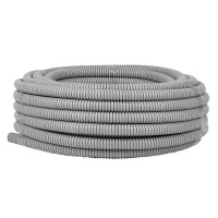 Труба гофрированная ПВХ d20мм с протяжкой сер. (уп.25м) Plast PROxima  tg-z-20-25n