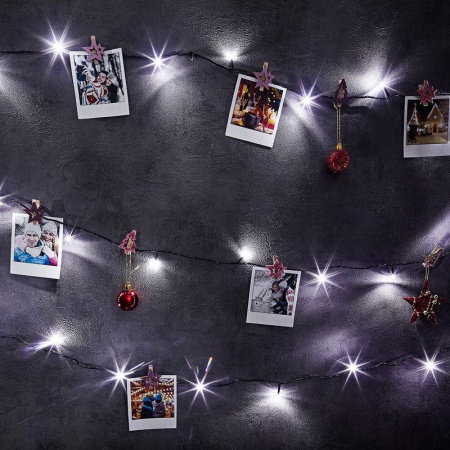 Гирлянда светодиодная "Твинкл Лайт" 6м 40LED бел. 5.1Вт 220-240В IP20 с контроллером 8 режимов провод ПВХ темн. зел.  303-025