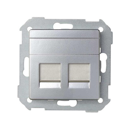 Адаптер на 2 RJ45 коннектора 82 защ. шторки алюм.  82006-33