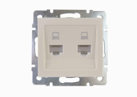 Розетка компьютерная 2-м Rain RJ45 механизм крем.  703-0388-141