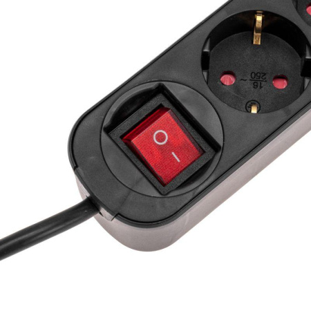 Удлинитель 3х3м с заземл. STANDARD 2хUSB 3х1кв.мм с выкл. черн.  13-4022