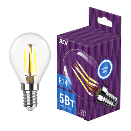 Лампа светодиодная филаментная Premium Filament 5Вт G45 4000К нейтр. бел. E14 480лм  32358 7