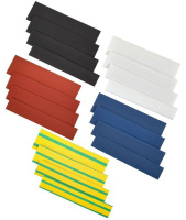 Набор трубок термоусадочных тонкостен. ТТУ 8/4; 10/5; 12/6; 14/7 (ЖЗ; С; К; Ч) 20х8см разноцвет.  UDRS-D8-D14-10-1