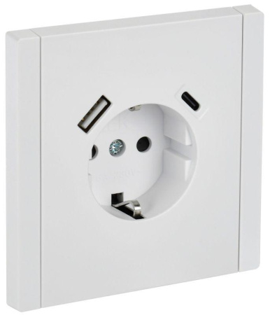Розетка FORTE&PIANO FP247 16А USB A+C 18Вт с заземл. защ. штроки винт. крепл. бел.  FP-R14-16-U22-018-K01