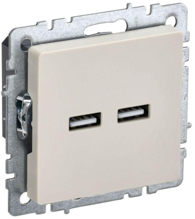 Розетка BRITE USB A+A 3.1А РЮ10-1-БрКр механизм беж.  BR-U21-D31-K10