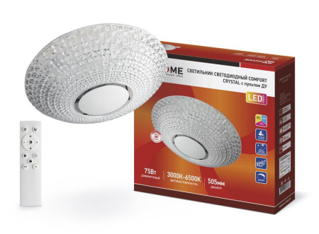 Светильник светодиодный COMFORT CRYSTAL 75Вт 230В 3000-6500К 6000лм 505х125мм с пультом ДУ  4690612034782